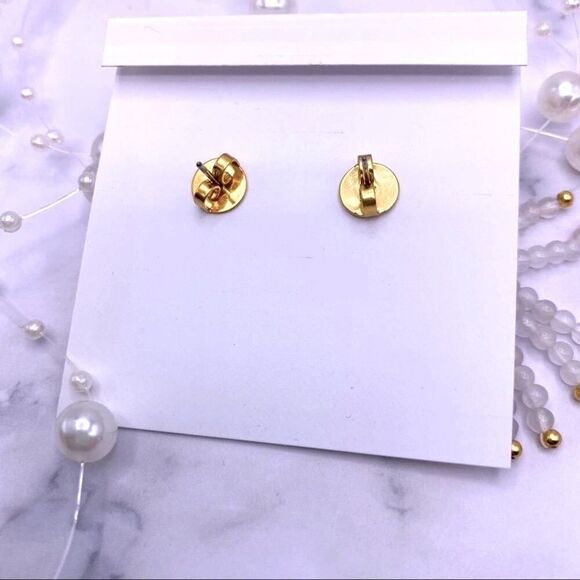 NWOT Tory Burch Gold Roxanne, White Beaded Dangle Stud Earings - Picture 8 of 9